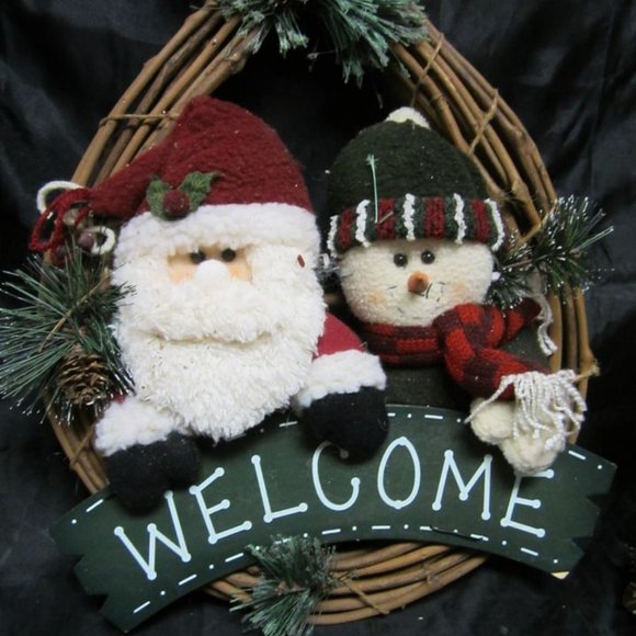 RUSTIC CHRISTMAS DECORATIONS SOME VINTAGE SANTA & SNOWMAN SET OF 5 - Picture 11 of 11